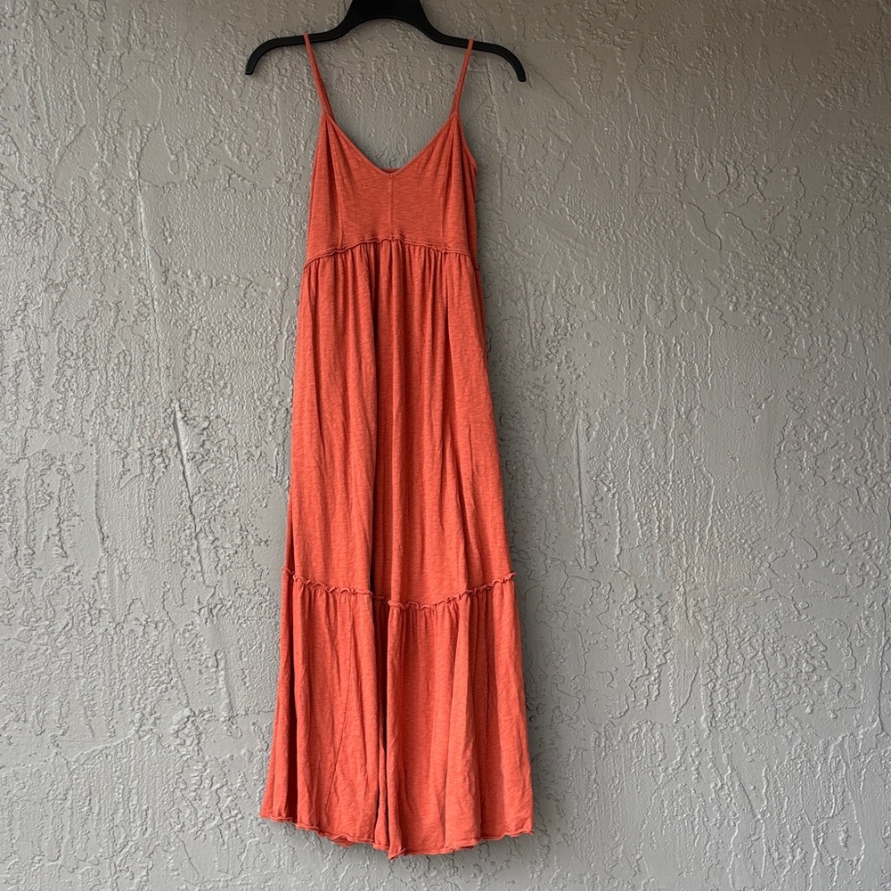 American Eagle Outfitters Orange Spaghetti Strap Maxi Dress